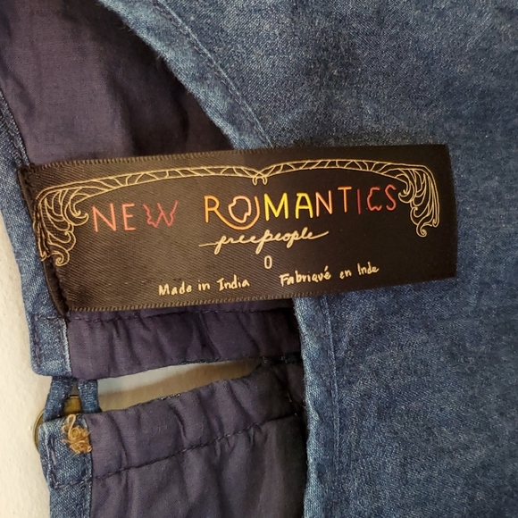 Free People New Romantics Denim Lattice Dress Size 0 - Picture 6 of 14